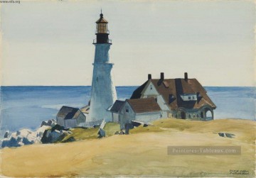 Edward Hopper œuvres - phare et les bâtiments portland tête cap elizabeth maine 1927 Edward Hopper